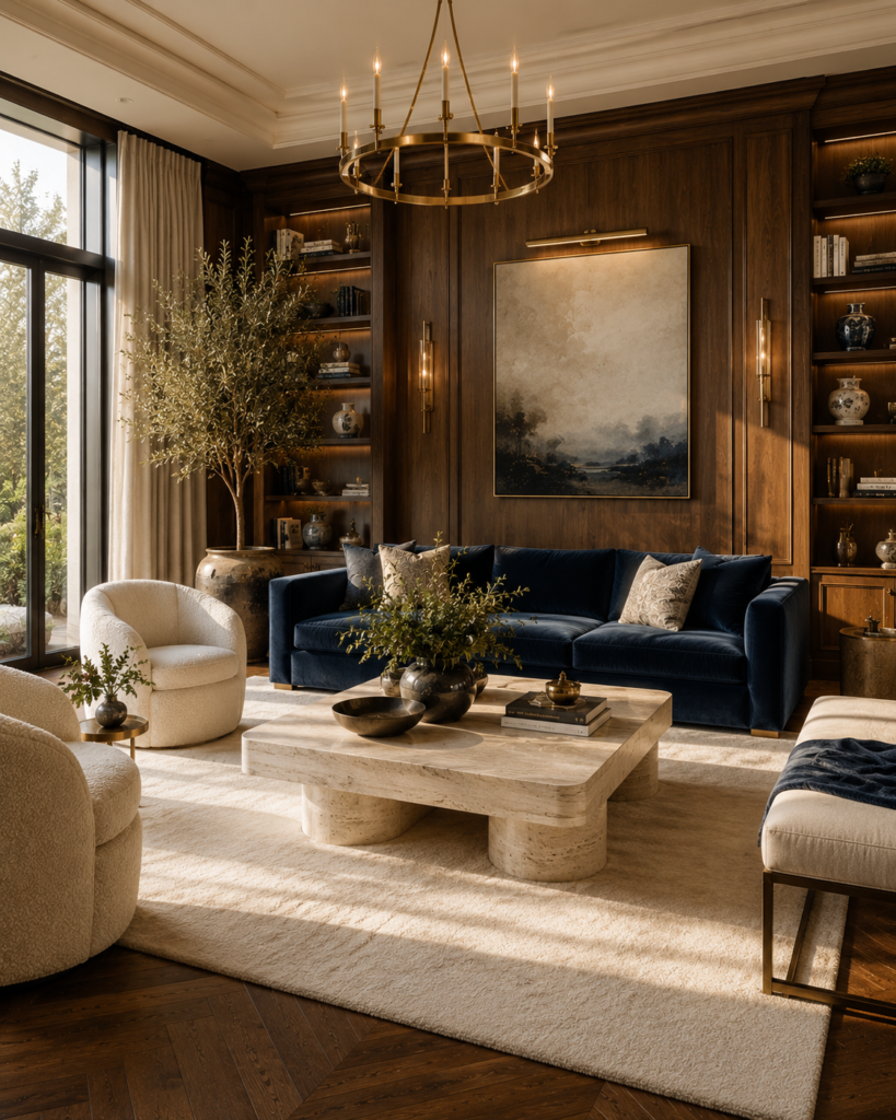 16 blue living room ideas wood accents