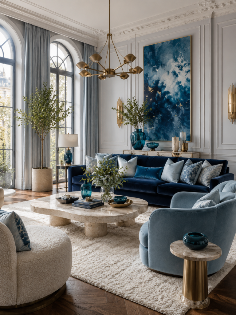16 blue living room ideas layered shades