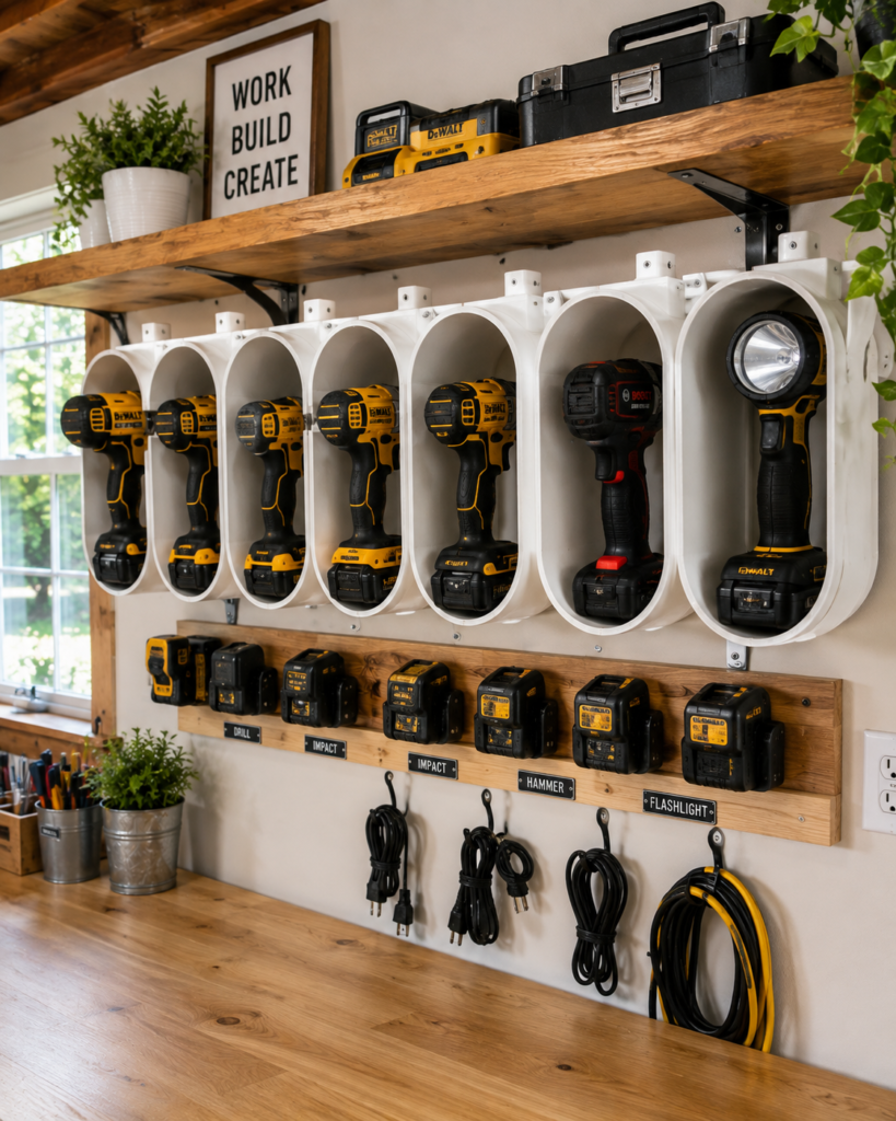  DIY garage organization ideas PVC tool organizer