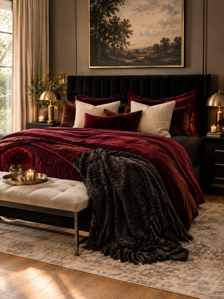 Red and black bedroom ideas bedding