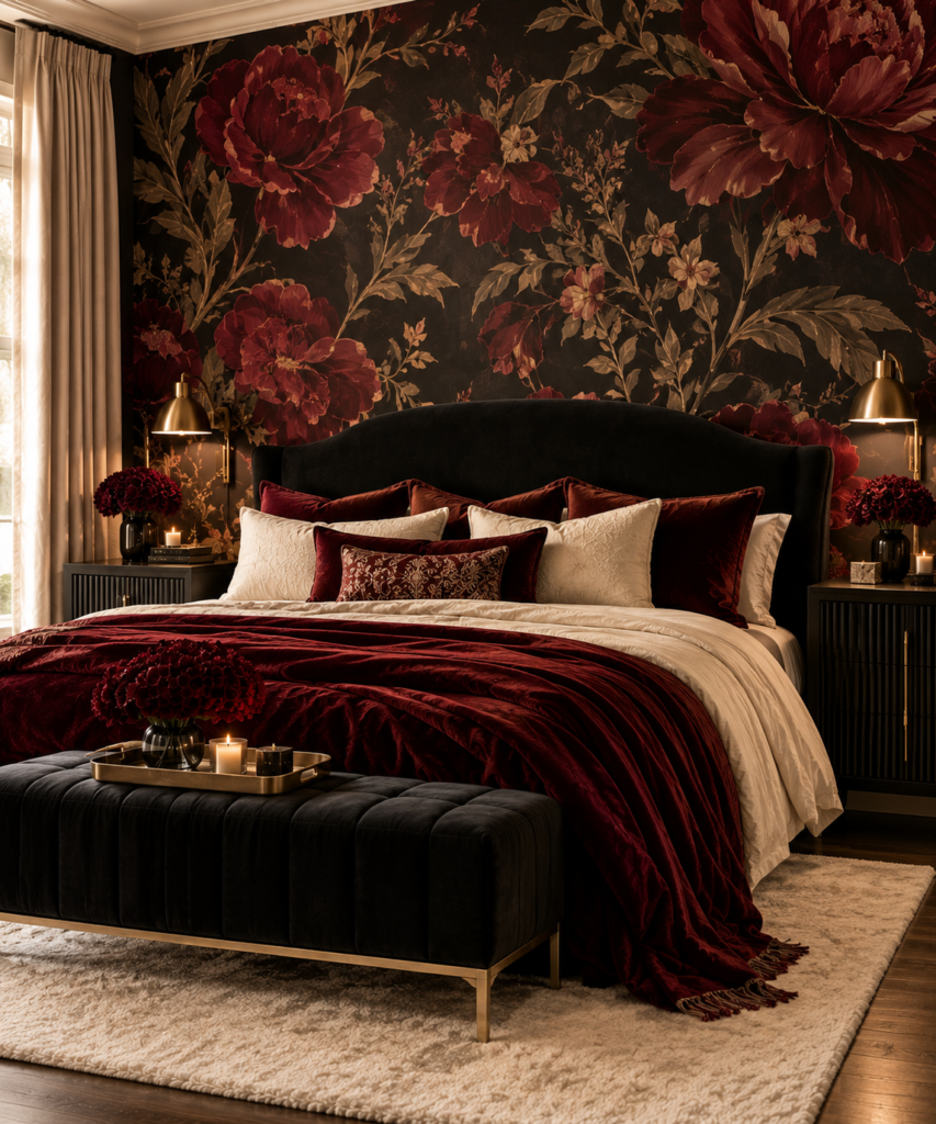 Red and black bedroom ideas wallpaper