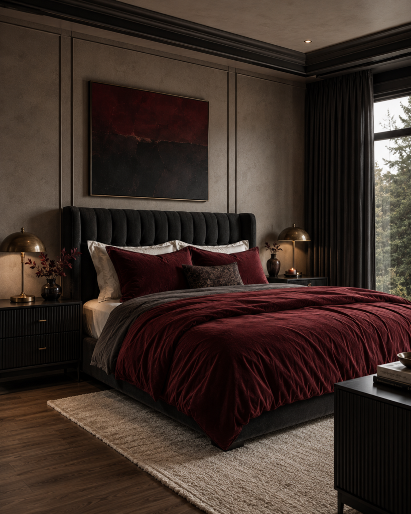 Red and black bedroom ideas charcoal