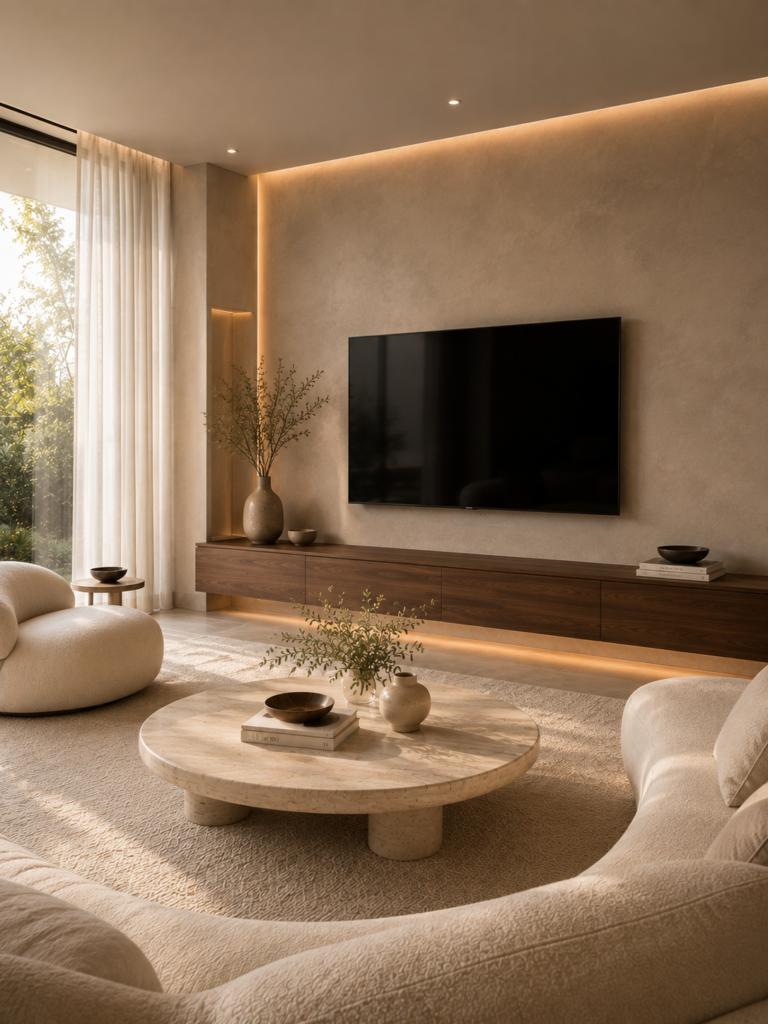 15 TV wall ideas living room microcement