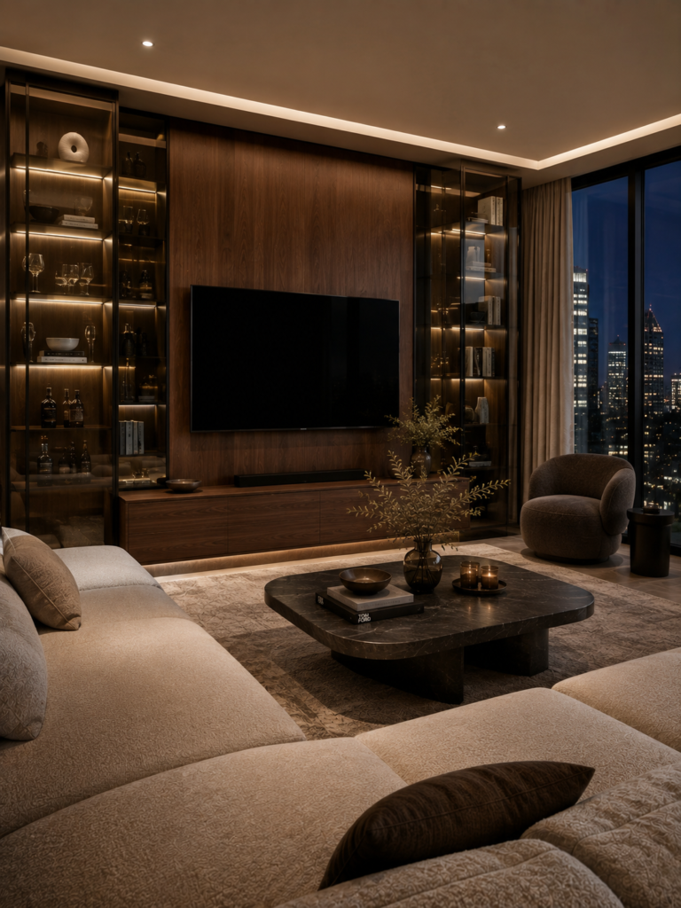 15 TV wall ideas living room bronze