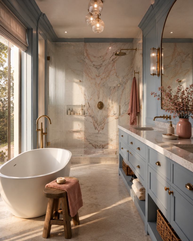 Pink and Blue Bathroom Ideas 7 Pink and blue bathroom ideas with marble