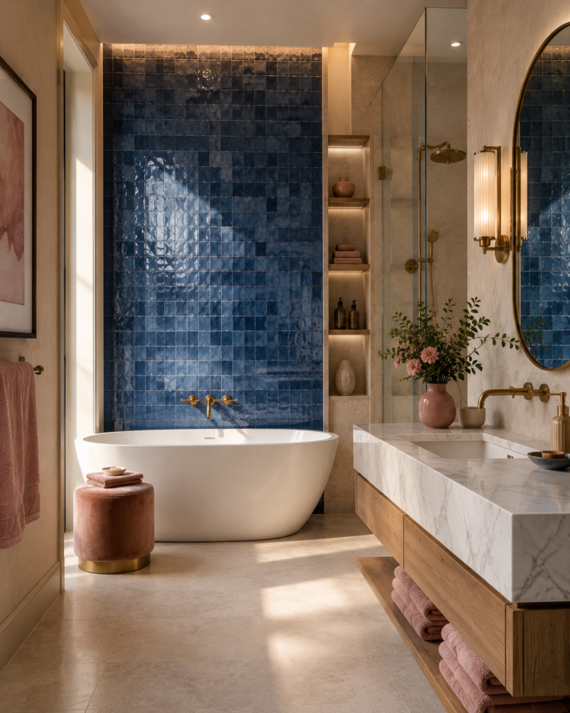Pink and Blue Bathroom Ideas 8 Pink and blue bathroom ideas feature wall