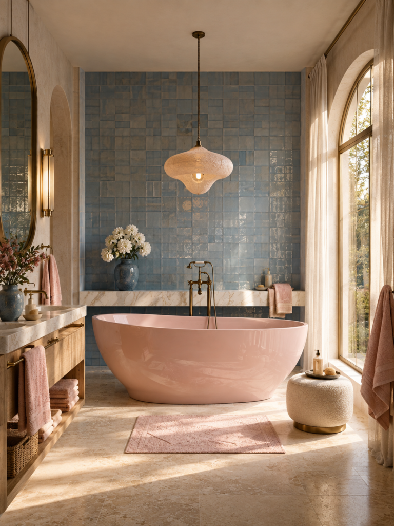 Pink and Blue Bathroom Ideas 15 Pink and blue bathroom ideas pink bathtub