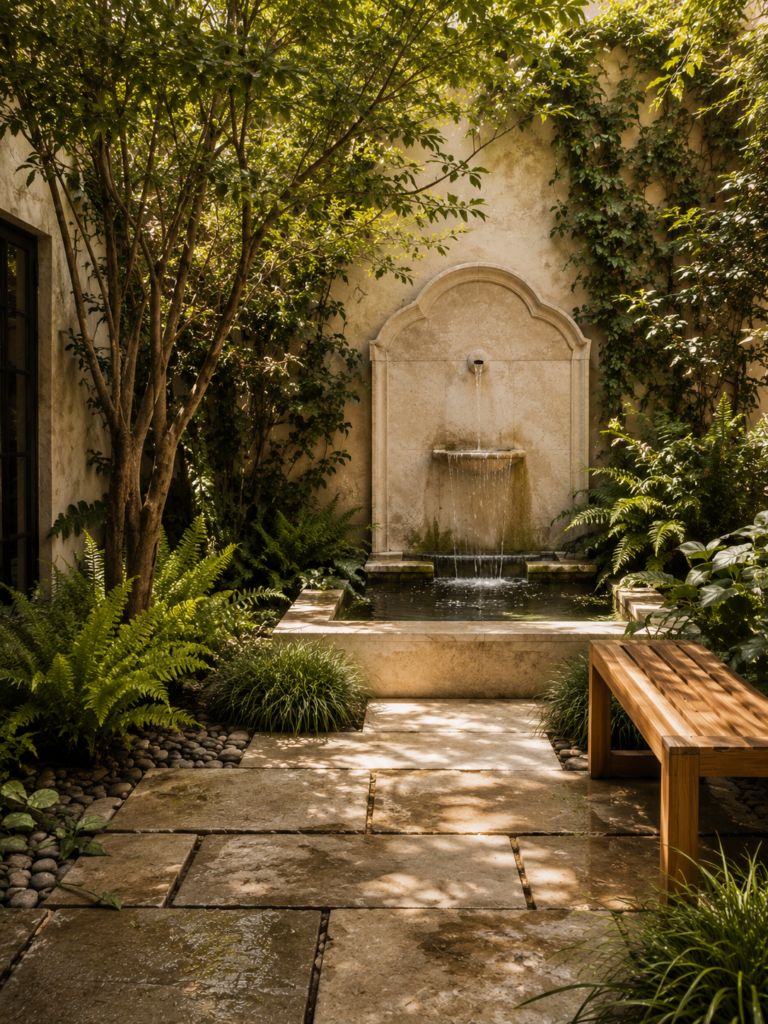 20 courtyard garden ideas 5 Water feature 20 courtyard garden ideas