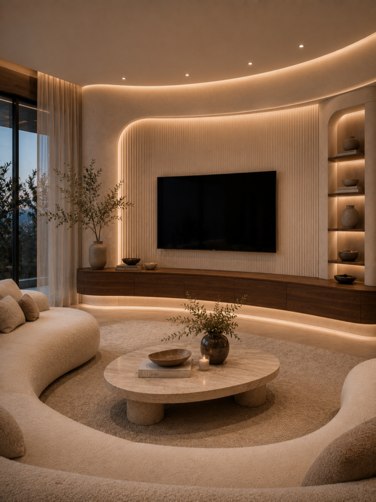 15 TV wall ideas living room curved
