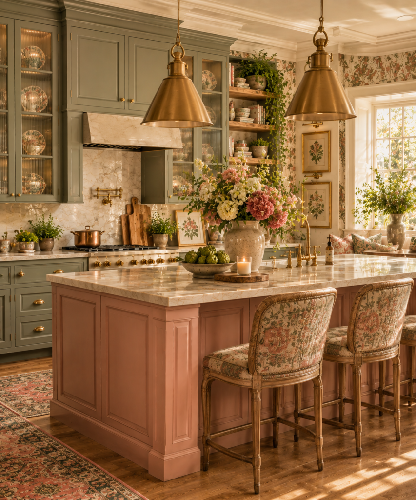 Colorful kitchen design ideas 7 Pink green colorful kitchen design ideas