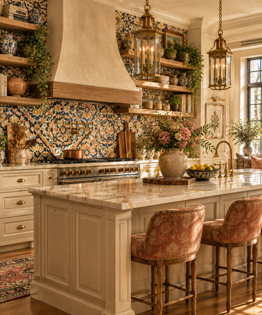 Colorful kitchen design ideas 8 Statement backsplash colorful kitchen design ideas