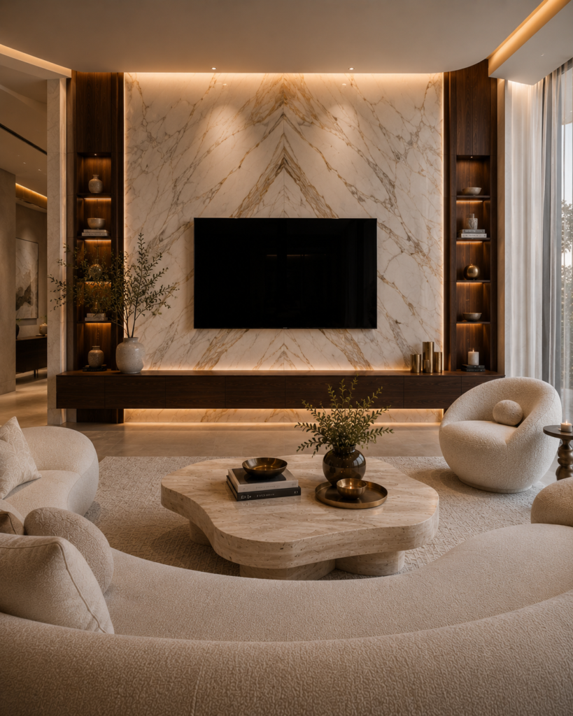 15 TV wall ideas living room marble