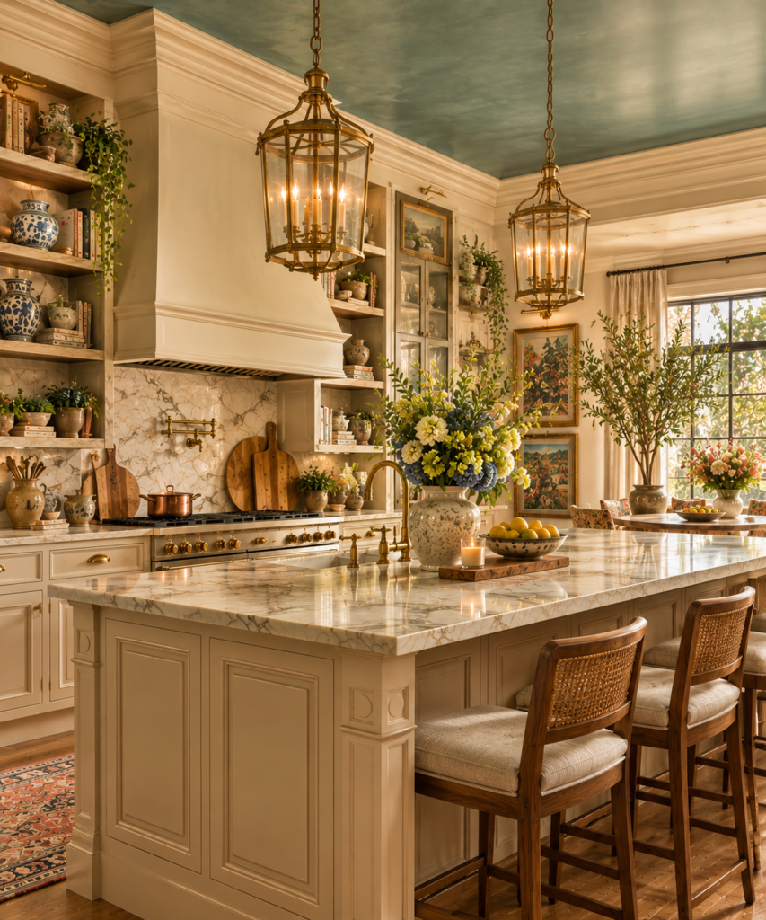 Colorful kitchen design ideas 9 Teal ceiling colorful kitchen design ideas