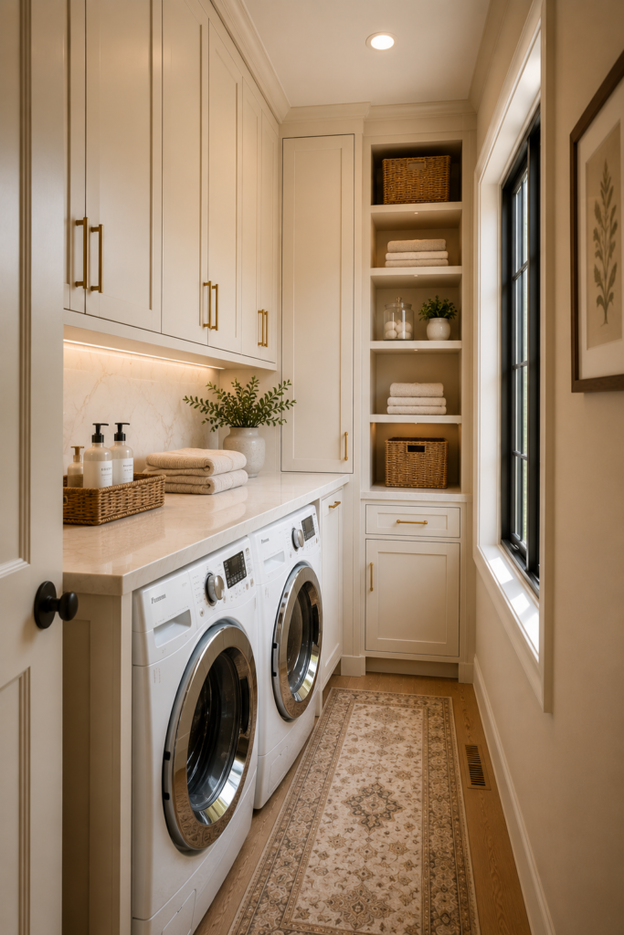 Laundry room folding station ideas narrow counter