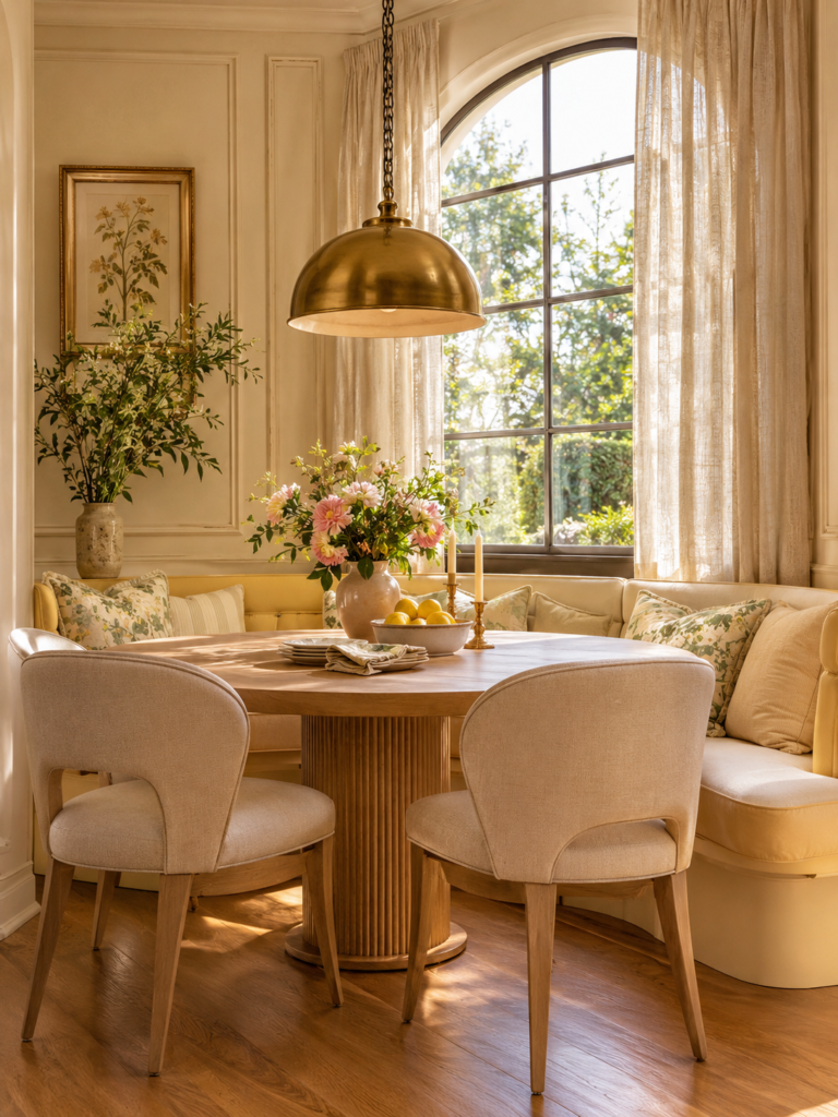 Butter yellow kitchen design ideas for breakfast nook