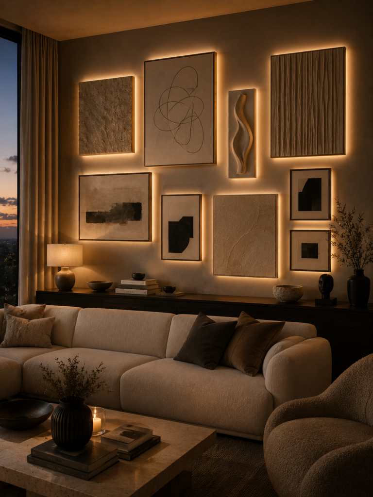12 fun gallery wall ideas with backlighting