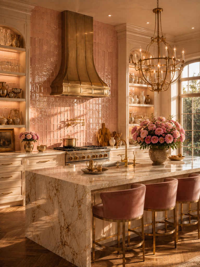 15 pink kitchen decor ideas backsplash