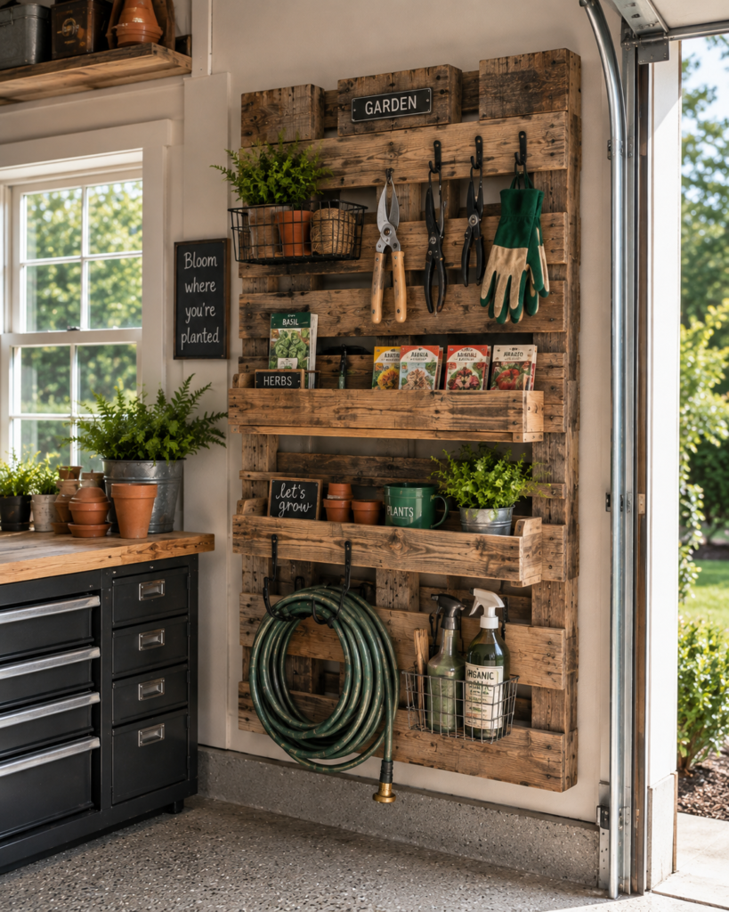 DIY garage organization ideas pallet station