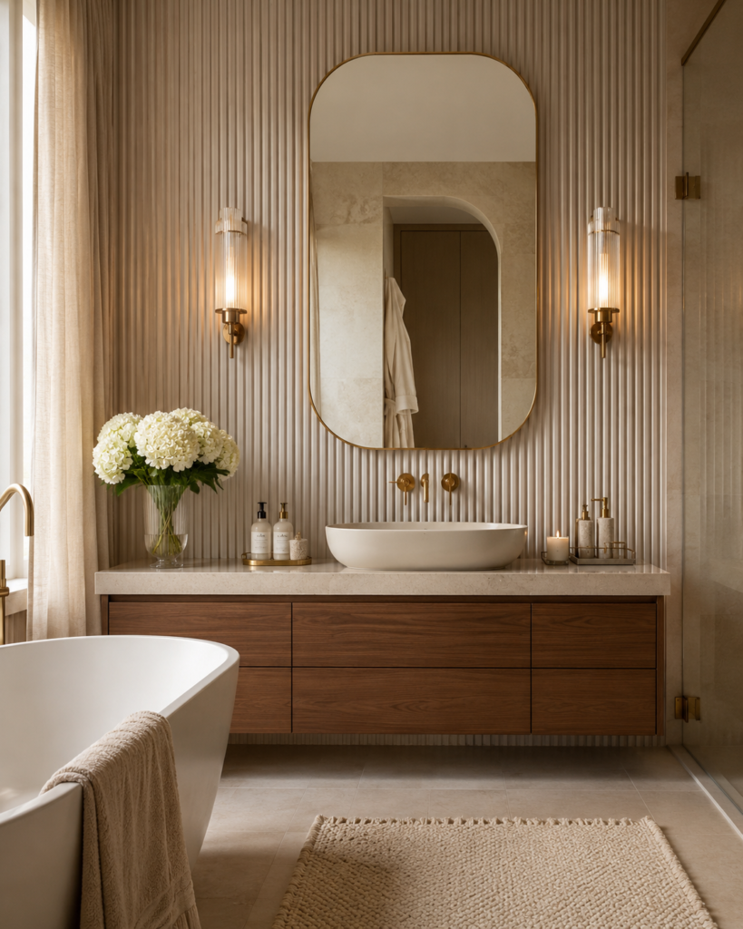 Romantic bathroom decor ideas 3 Romantic bathroom decor ideas with fluted vanity