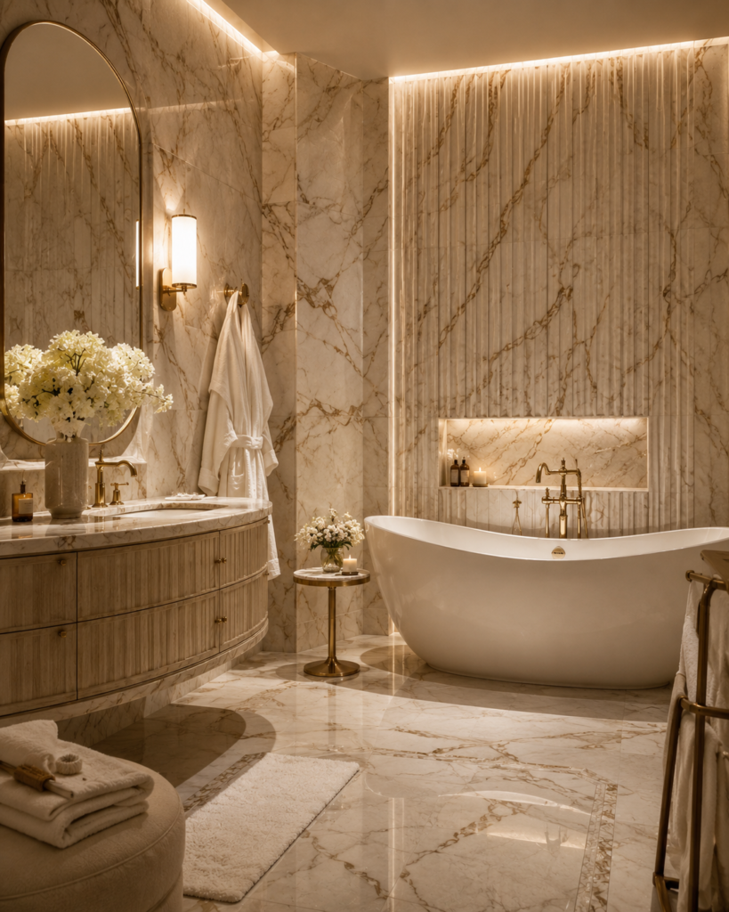 Romantic bathroom decor ideas 4 Romantic bathroom decor ideas with dramatic tile