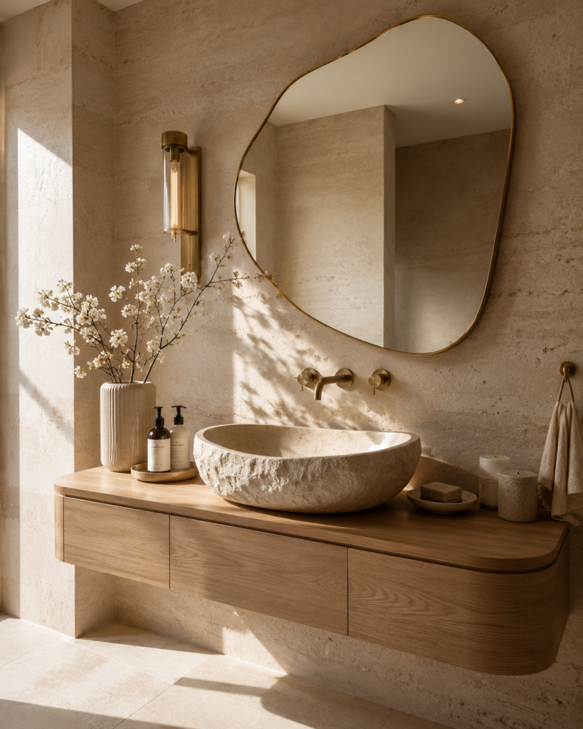 Romantic bathroom decor ideas 6 Romantic bathroom decor ideas with stone sink