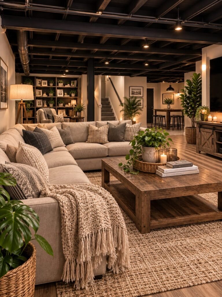 unfinished basement ideas on a budget lounge