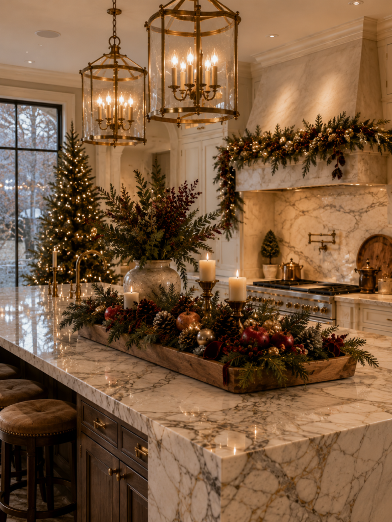 23 Christmas kitchen decor ideas island