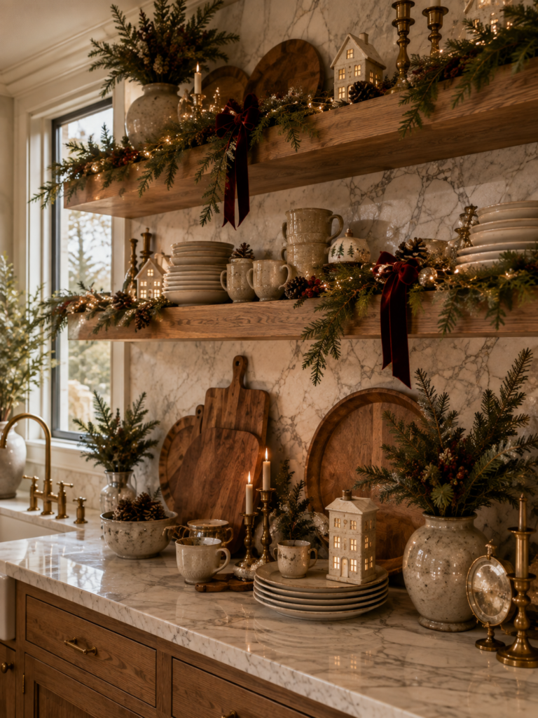 23 Christmas kitchen decor ideas shelves