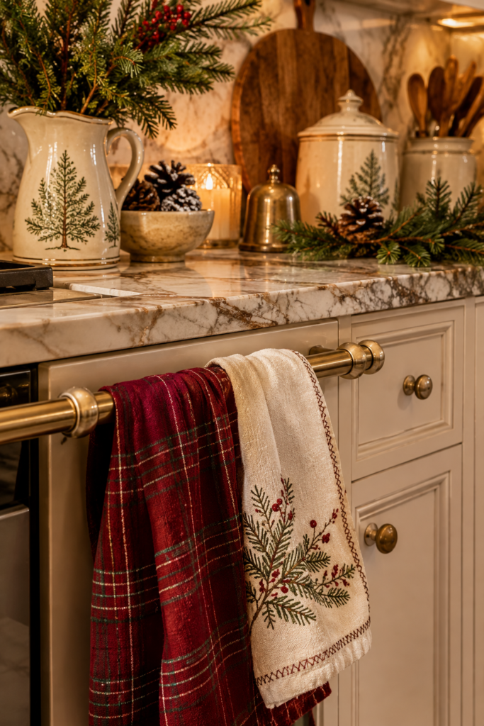 23 Christmas kitchen decor ideas towels