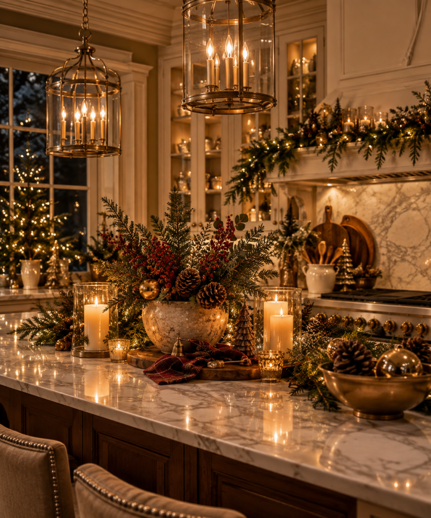 23 Christmas kitchen decor ideas lighting