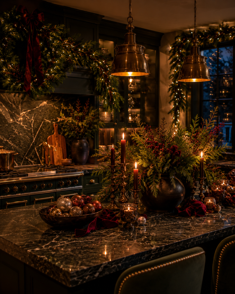23 Christmas kitchen decor ideas burgundy