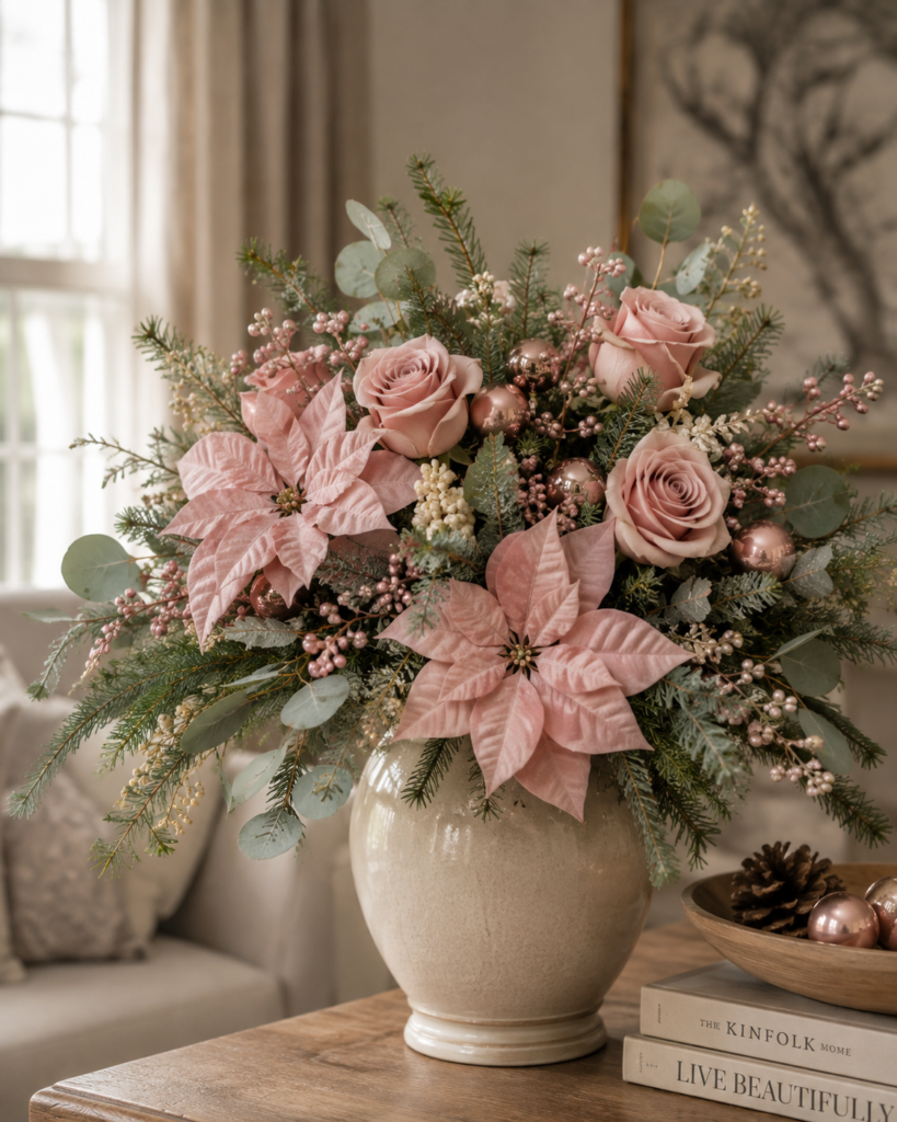 27 pink Christmas decor ideas flowers