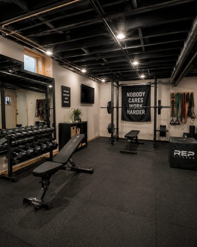unfinished basement ideas on a budget gym