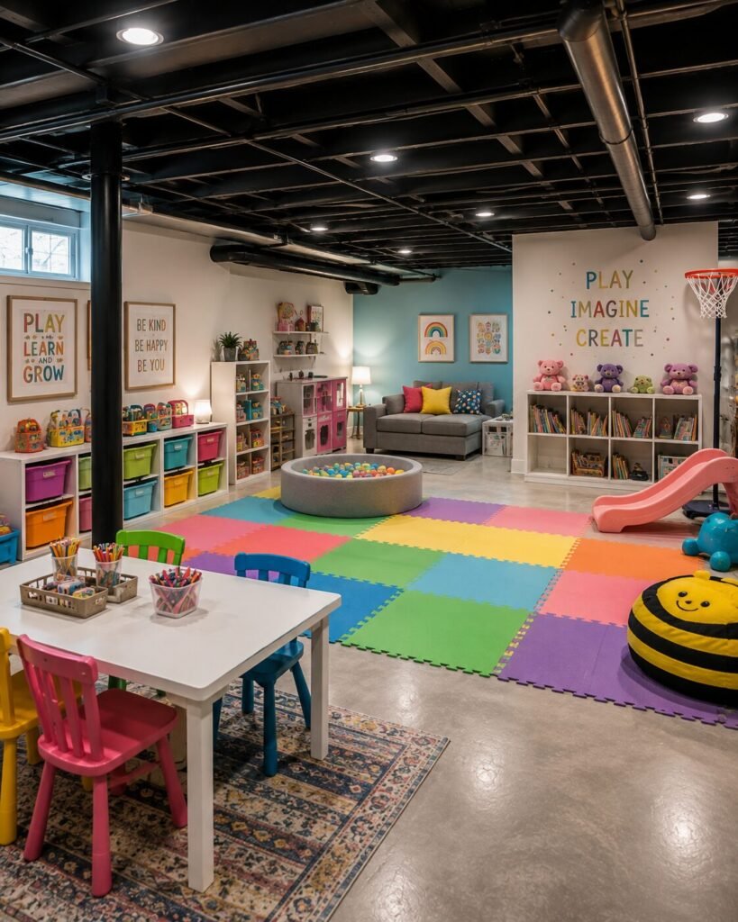 unfinished basement ideas on a budget playroom