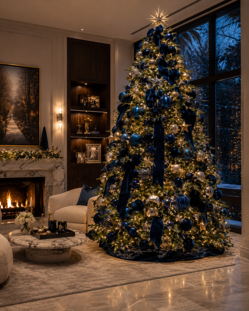 Navy 17 blue Christmas tree ideas