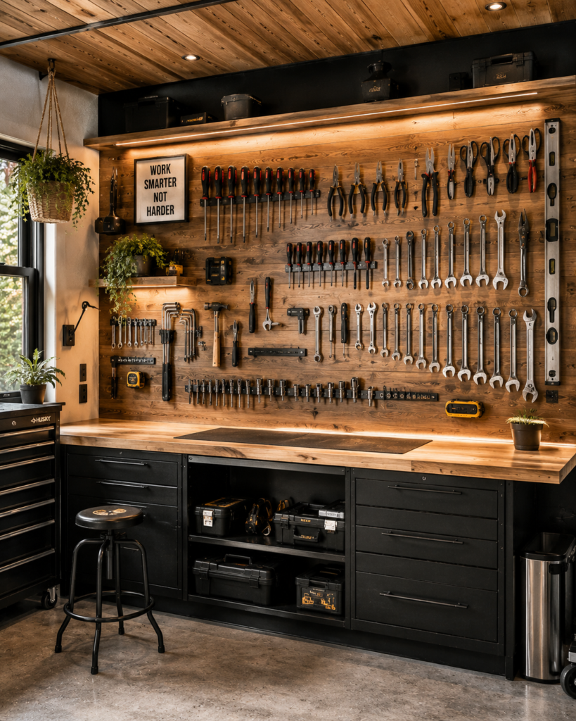 DIY garage organization ideas magnetic tool wall