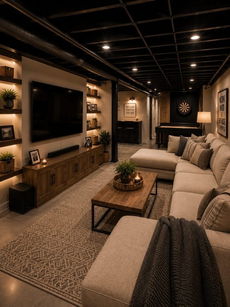 unfinished basement ideas on a budget entertainment