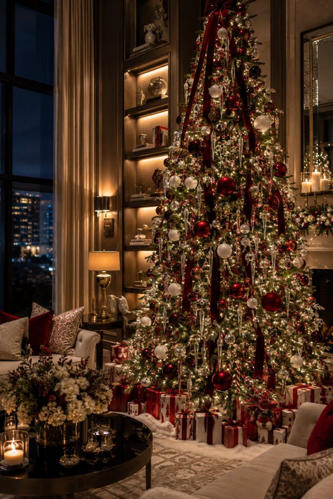 Red and white Christmas decor ideas tree