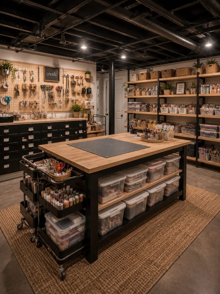 unfinished basement ideas on a budget craft room