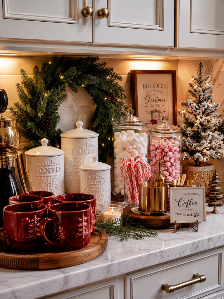 Red and white Christmas decor ideas coffee