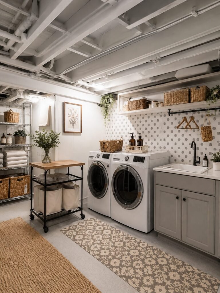 unfinished basement ideas on a budget laundry