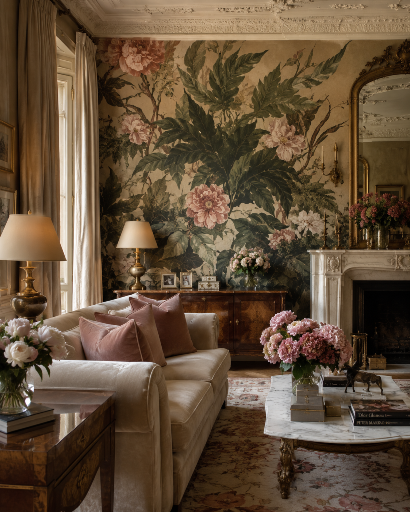 Pink and green living room design ideas