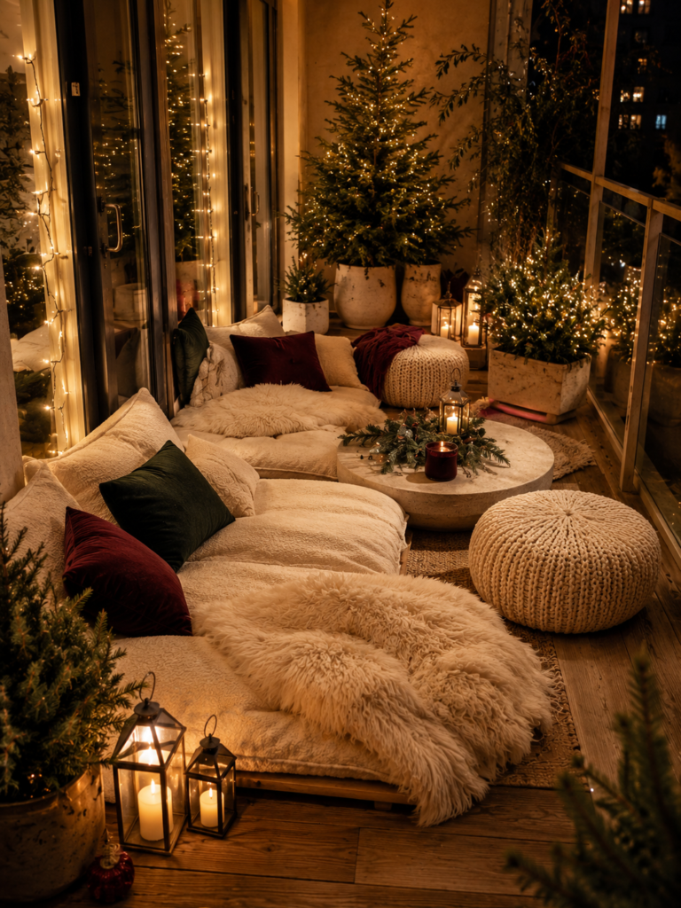 Christmas balcony decor for 2026 floor lounge