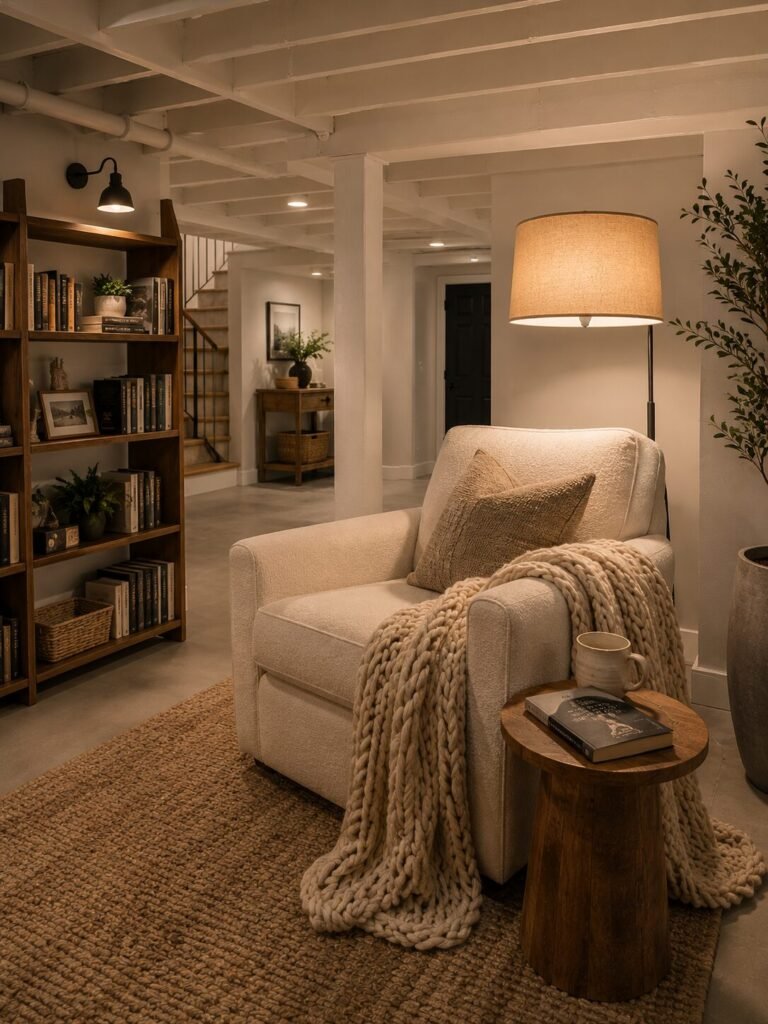 unfinished basement ideas on a budget reading nook