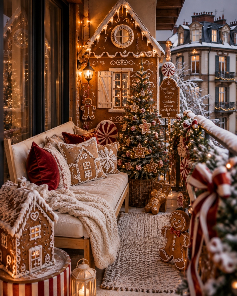 Christmas balcony decor for 2026 gingerbread