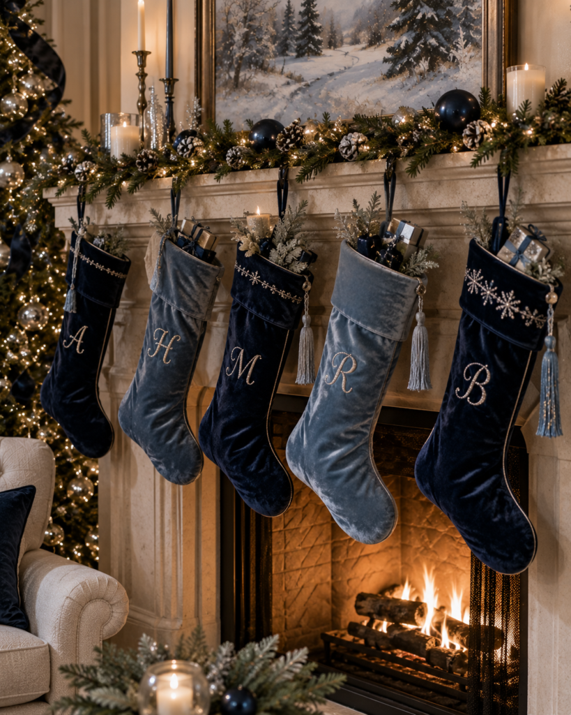17 blue Christmas decor ideas stockings