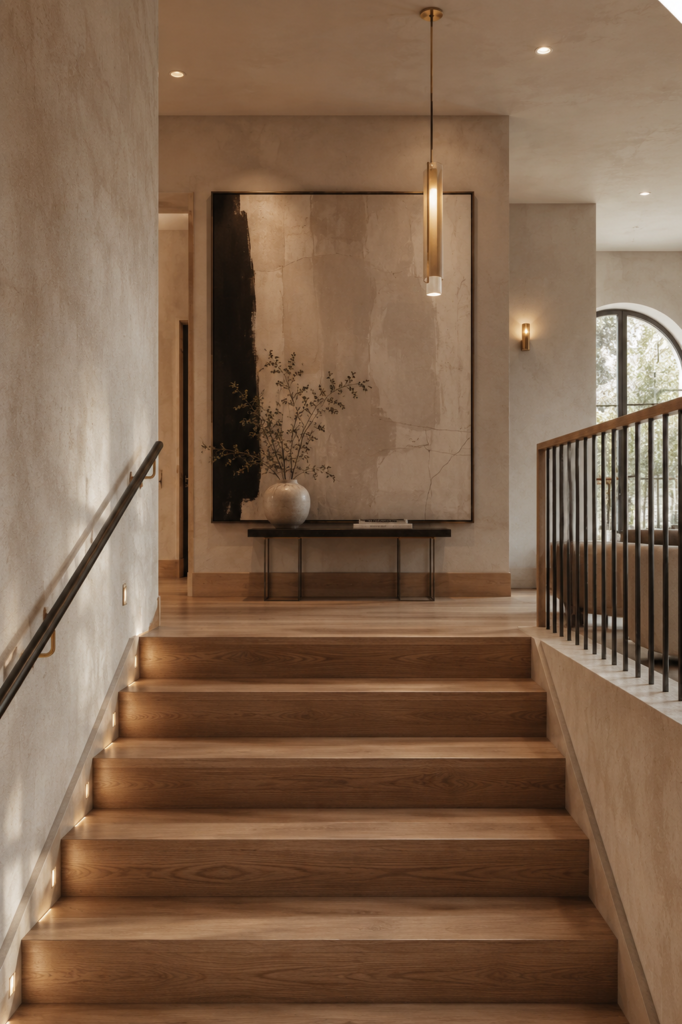 Enclosed stairwell decor statement landing