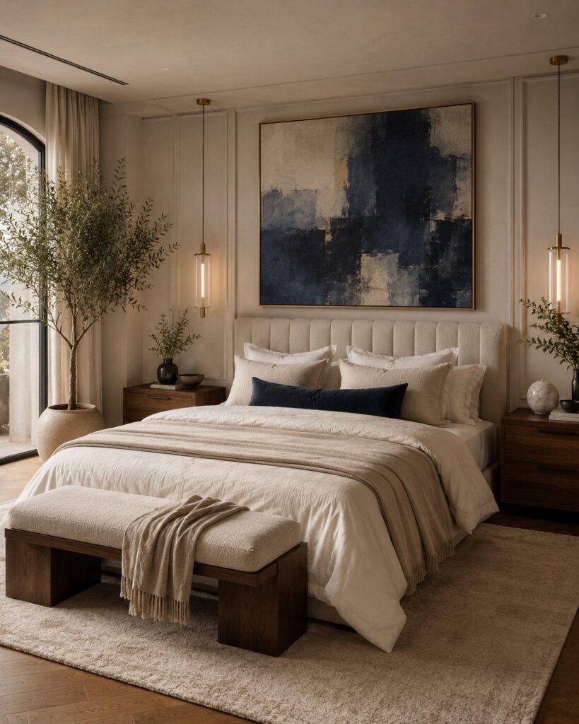 Luxury blue bedroom ideas artwork