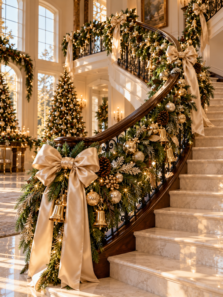 Christmas Bow Decorating Ideas 4 Christmas Bow Decorating Ideas Elegant Staircase