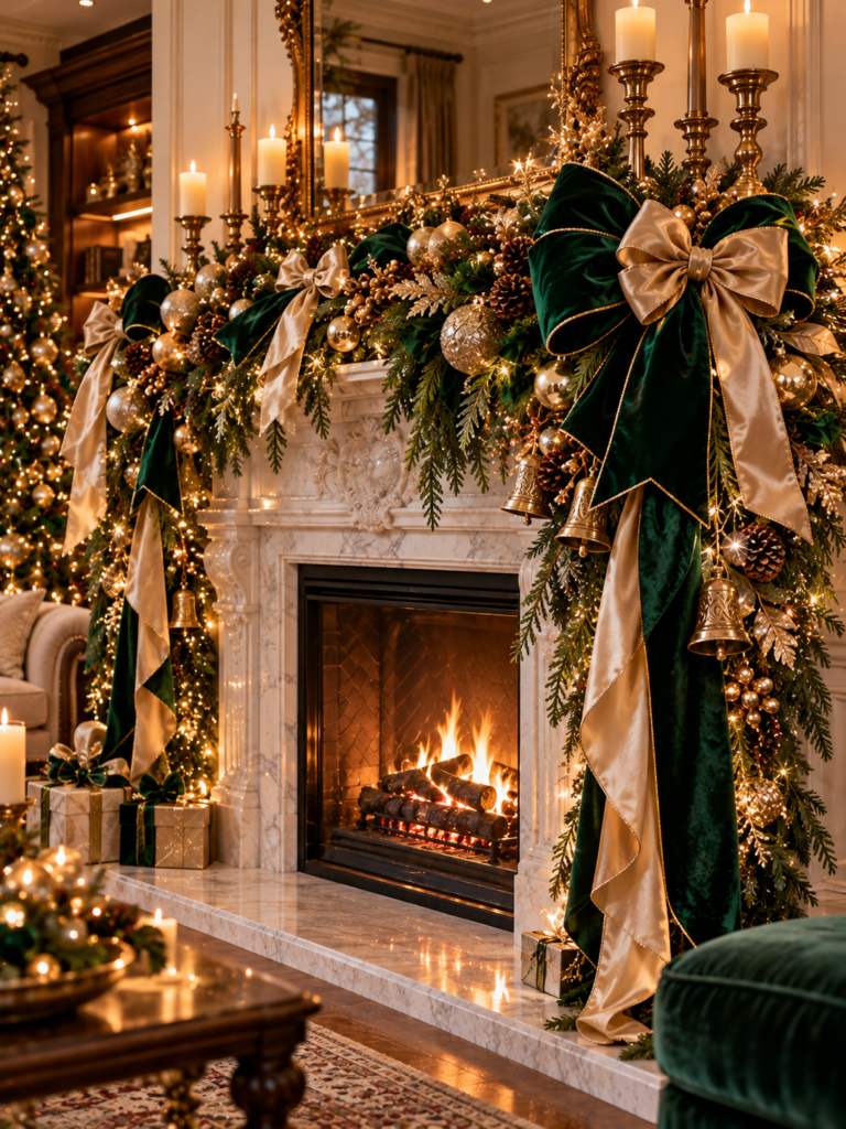 Christmas Bow Decorating Ideas 8 Christmas Bow Decorating Ideas Fireplace Mantel